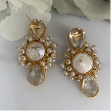 SKNJ0352 Clear Quartz, Baroque Pearl