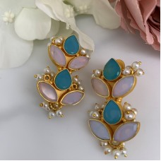 SKNJ0359 Aqua Chalcedony, Pink Opalite