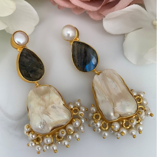 SKNJ0370 Labradorite, Baroque Pearl