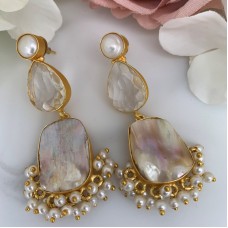 SKNJ0371 Clear Quartz, Baroque Pearl