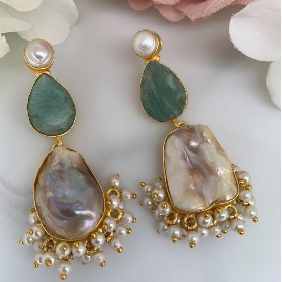 SKNJ0374 Amazonite, Baroque Pearl
