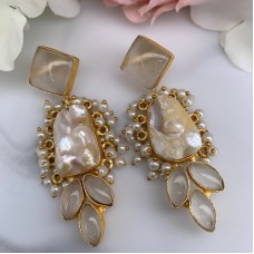 SKNJ0385 Ice Quartz, Baroque Pearl