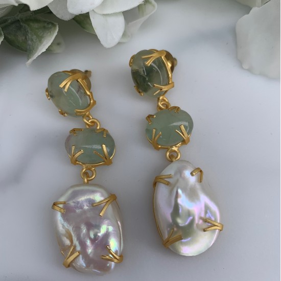 SKNJ0400 Prehnite, Baroque Pearl