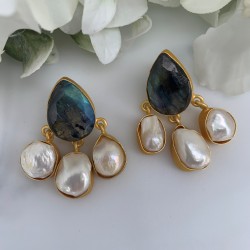 SKNJ0403 Labradorite, Baroque Pearl