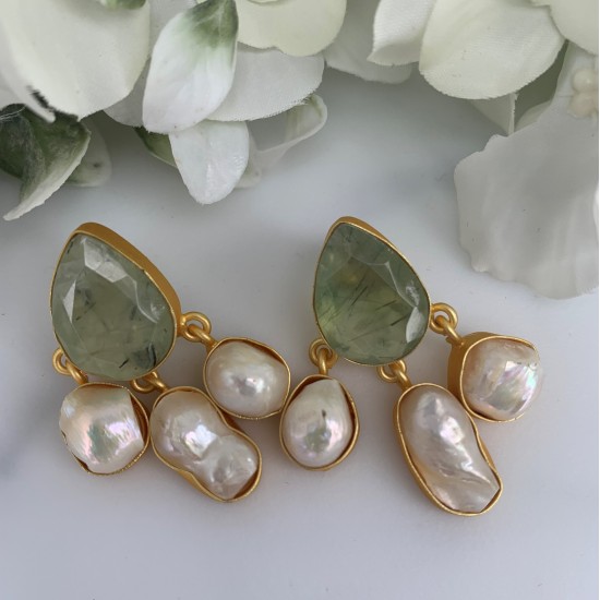 SKNJ0404 Prehnite, Baroque Pearl