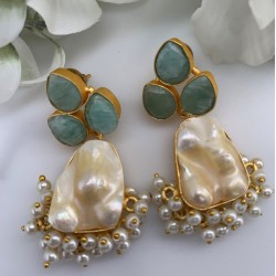 SKNJ0410 Amazonite, Baroque Pearl