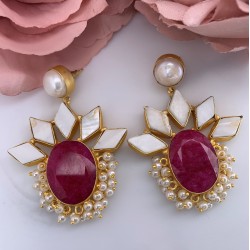 SKNJ0413 Ruby Stone, Mother Of Pearl