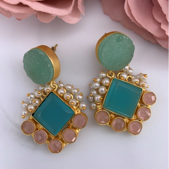 SKNJ0417 Aqua, Mint & Pink Chalcedony