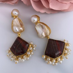 SKNJ0421 Earth Jasper, Freshwater Pearl