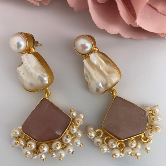 SKNJ0422 Sun Moonstone, Freshwater Pearl