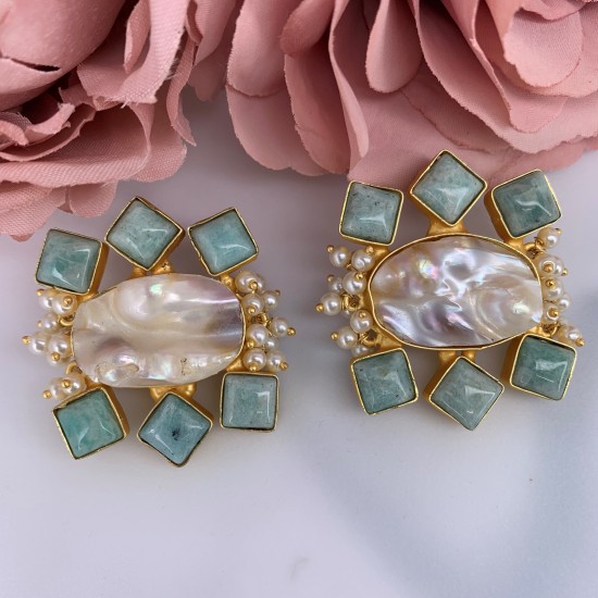 SKNJ0429 Amazonite, Baroque Pearl