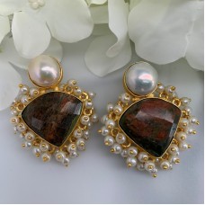 SKNJ0460 Unakite, Freshwater Pearl
