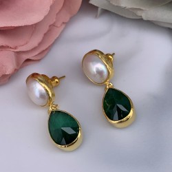SKNJ0487 Moss Onyx, Freshwater Pearl