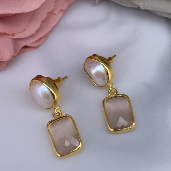 SKNJ0490 Rose Quartz, Freshwater Pearl